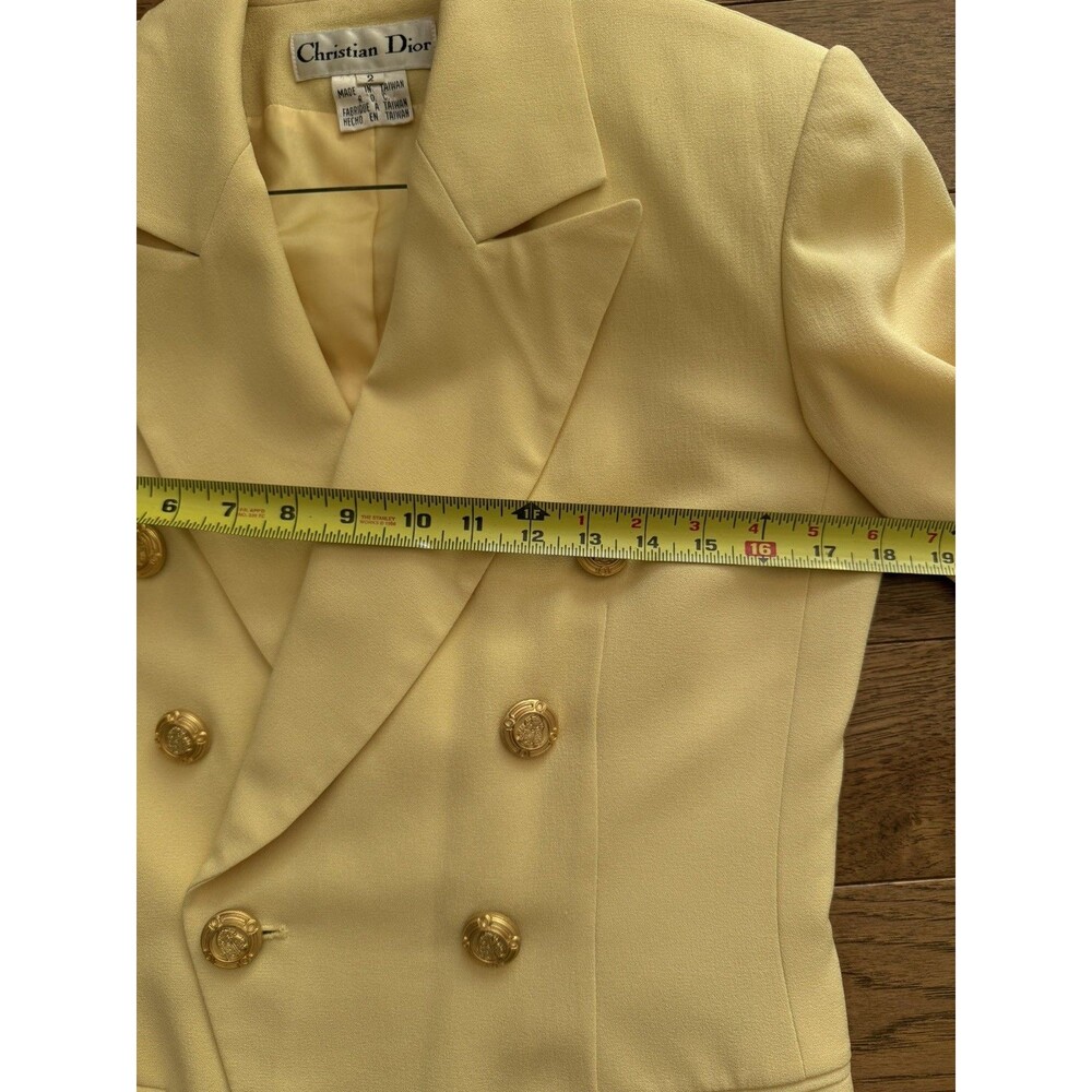 CHRISTIAN DIOR Vintage 90s Blazer Women’s Yellow Gold Button Double Breasted - Picture 10 of 16